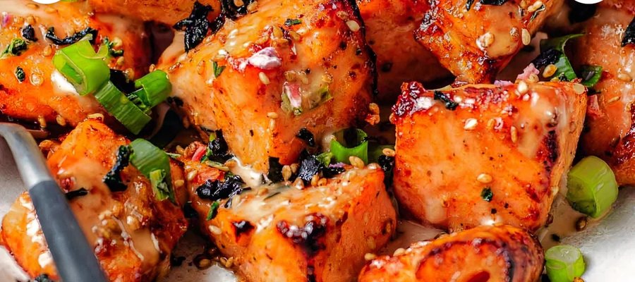Grilled salmon bites